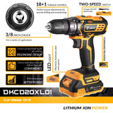 DEKO 20V MAX DKCD20XL01-H10S2 | 3/8" CORDLESS DRILL